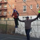 Joel in our playground with friends' kids