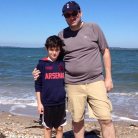 Joel and our nephew at the beach