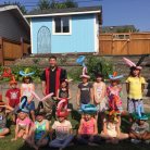 Backyard birthday parties complete with balloons and magic.