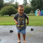 Fun jumping in puddles!