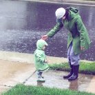 Splashing in puddles!